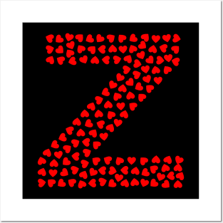 Letter Z Heart Shape Initial Posters and Art